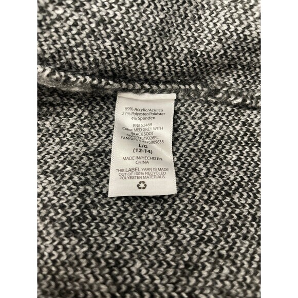 Time and Tru Double Knit Plaid Cardigan Size L(12-14) Black/Gray - Picture 5 of 5